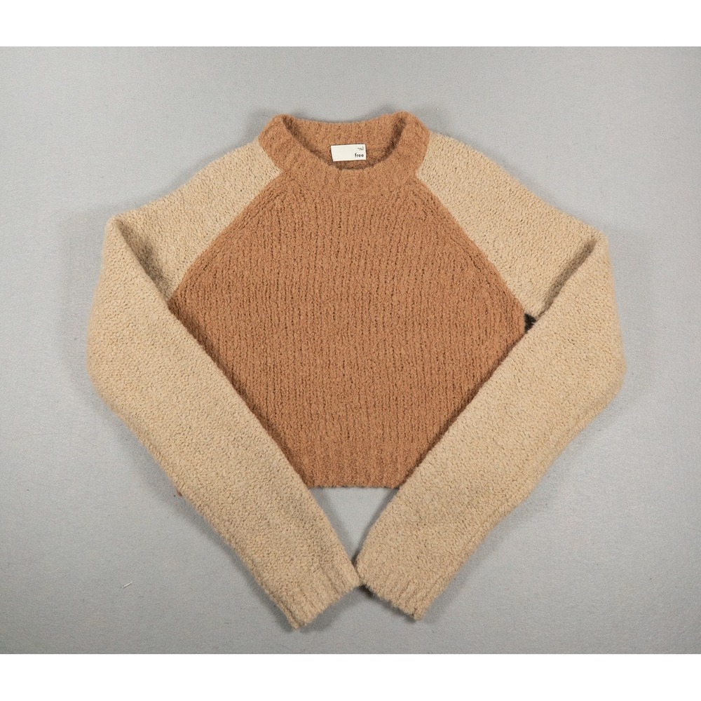 Aritzia Wilfred Free Meridian Sweater Women's L Alpaca Merino Colorblock Cropped